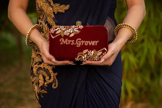 Custom Name Embroidery Bridal Clutch