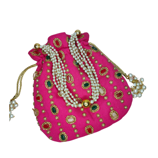 Multicolor Stone Party Potli Bag for Women