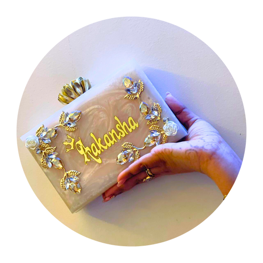 Acrylic Embellished Customised Name Clutch