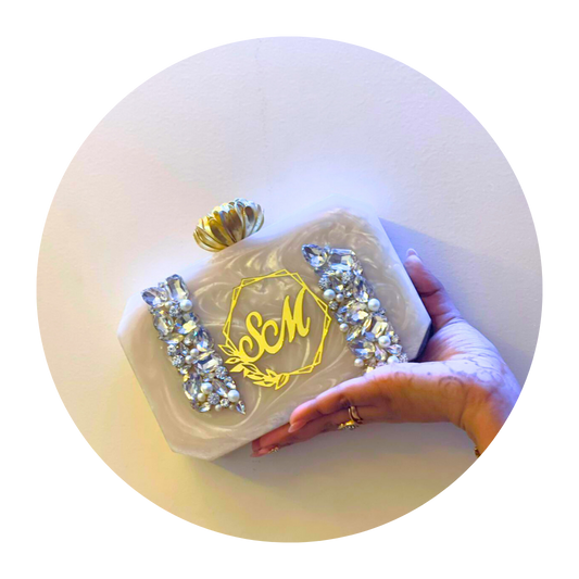 Acrylic Embellished Customised Name Clutch