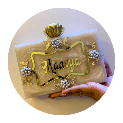 Acrylic Embellished Customised Name Party Clutches for Women