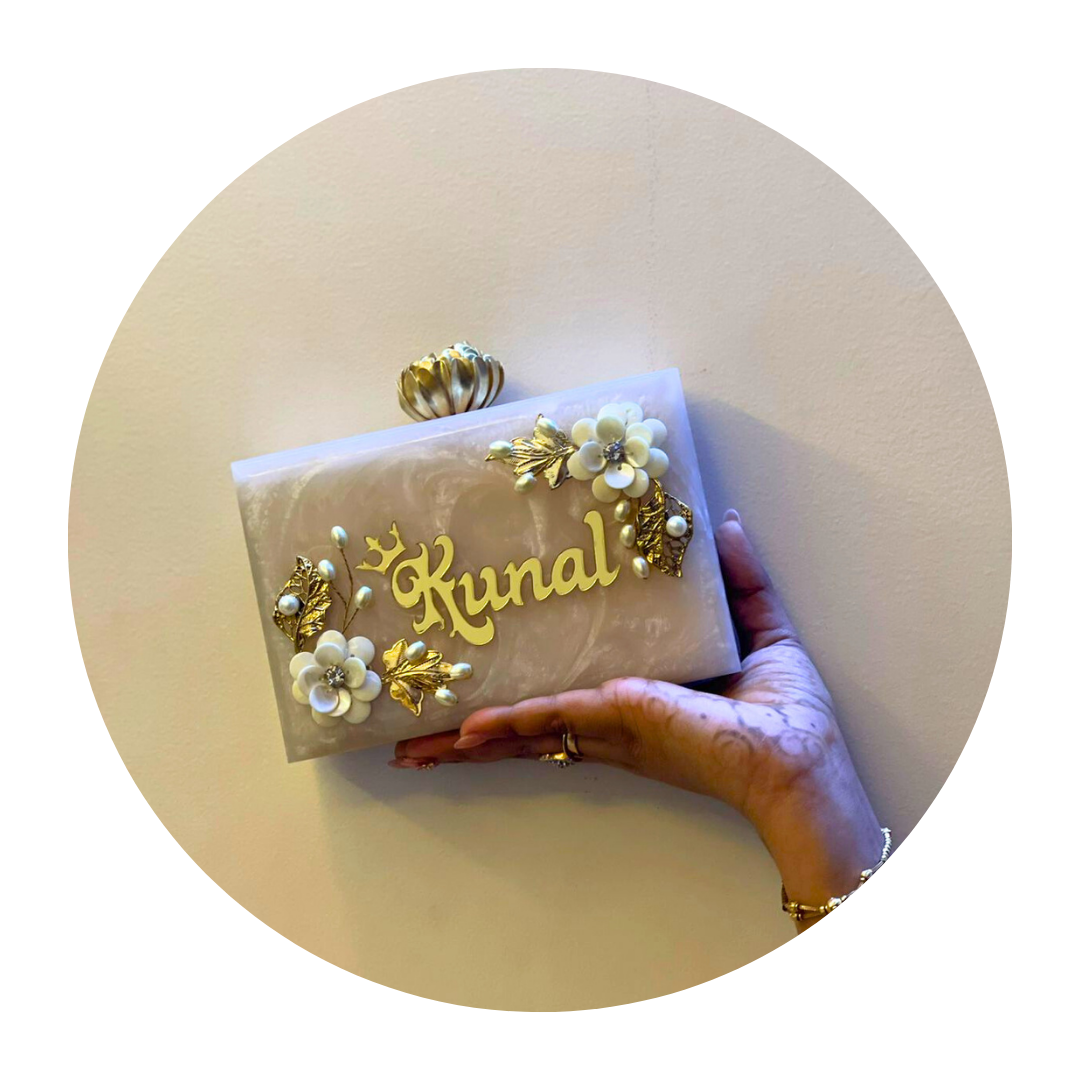 Acrylic Embellished Customised Name Clutch