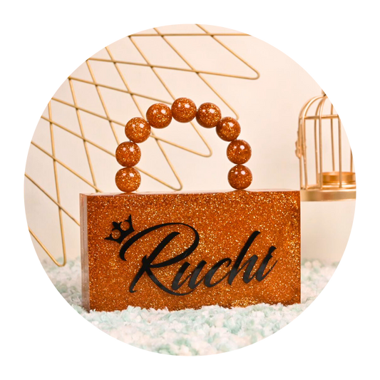 Acrylic Ball Handle Party Name Clutch