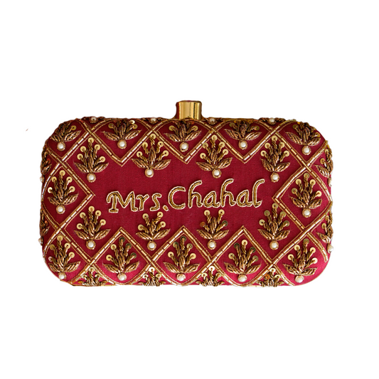 Embroidery Name Clutch