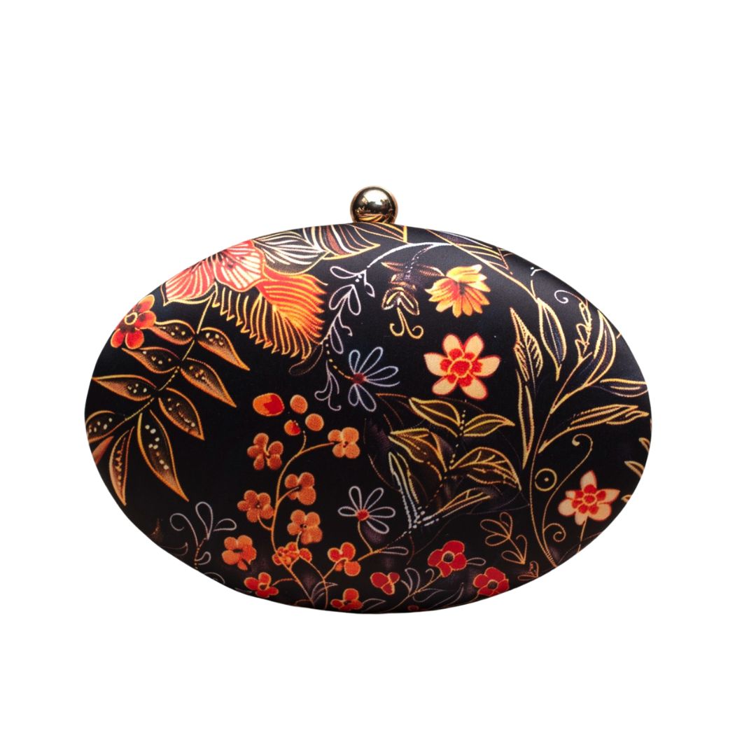 Printed Oval Box Clutch