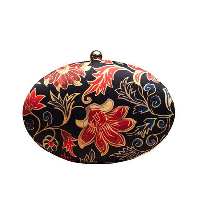 Printed Oval Box Clutch