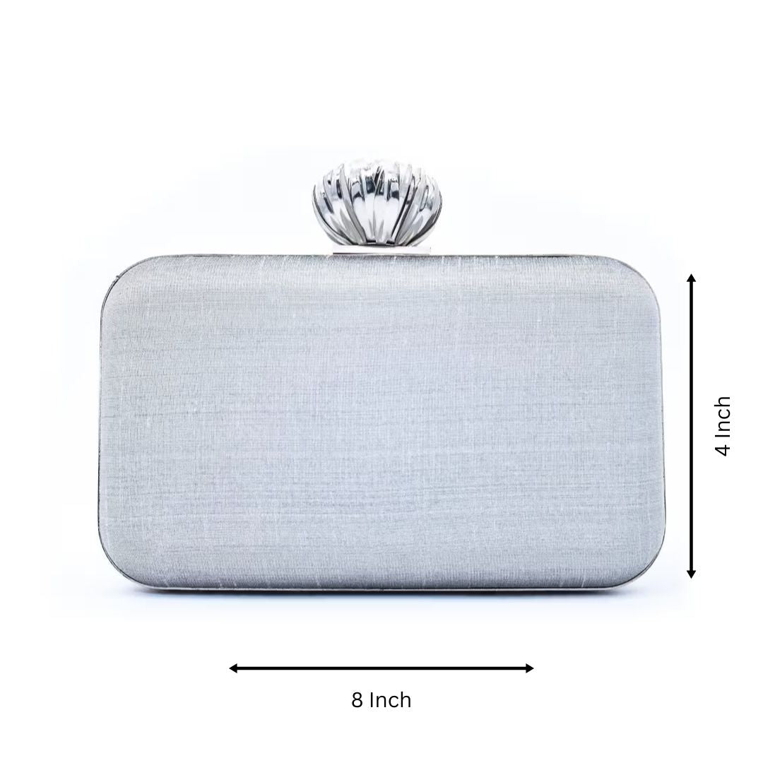 Silver Bead Embroidery Party Clutch Bag for Women