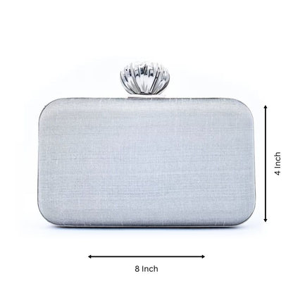 Silver Bead Embroidery Party Clutch Bag for Women