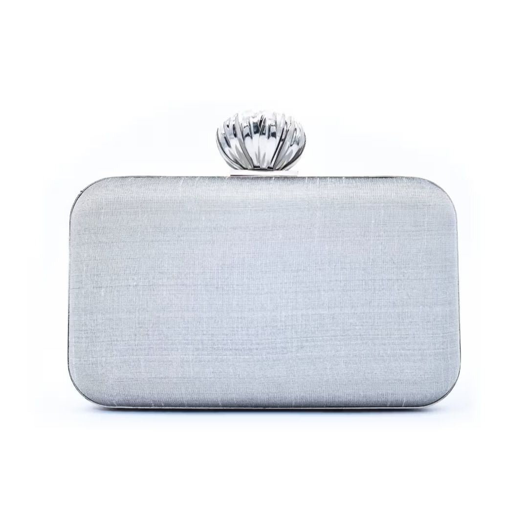 Silver Bead Embroidery Party Clutch Bag for Women