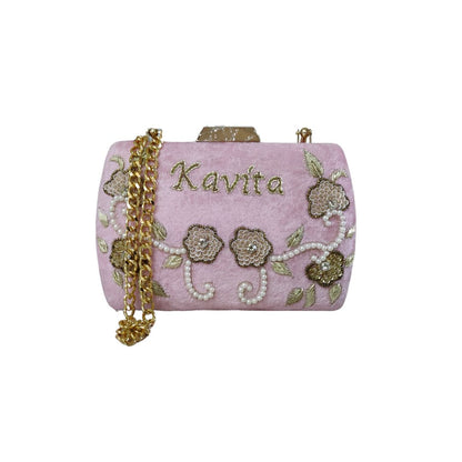 Customised Embroidery Name Handle Clutch Bag