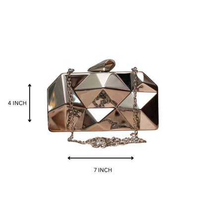 Silver Metal Geometry 3D Clutch Bag