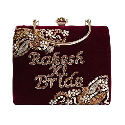 Custom Bridal Embroidery Name Box Women Clutch