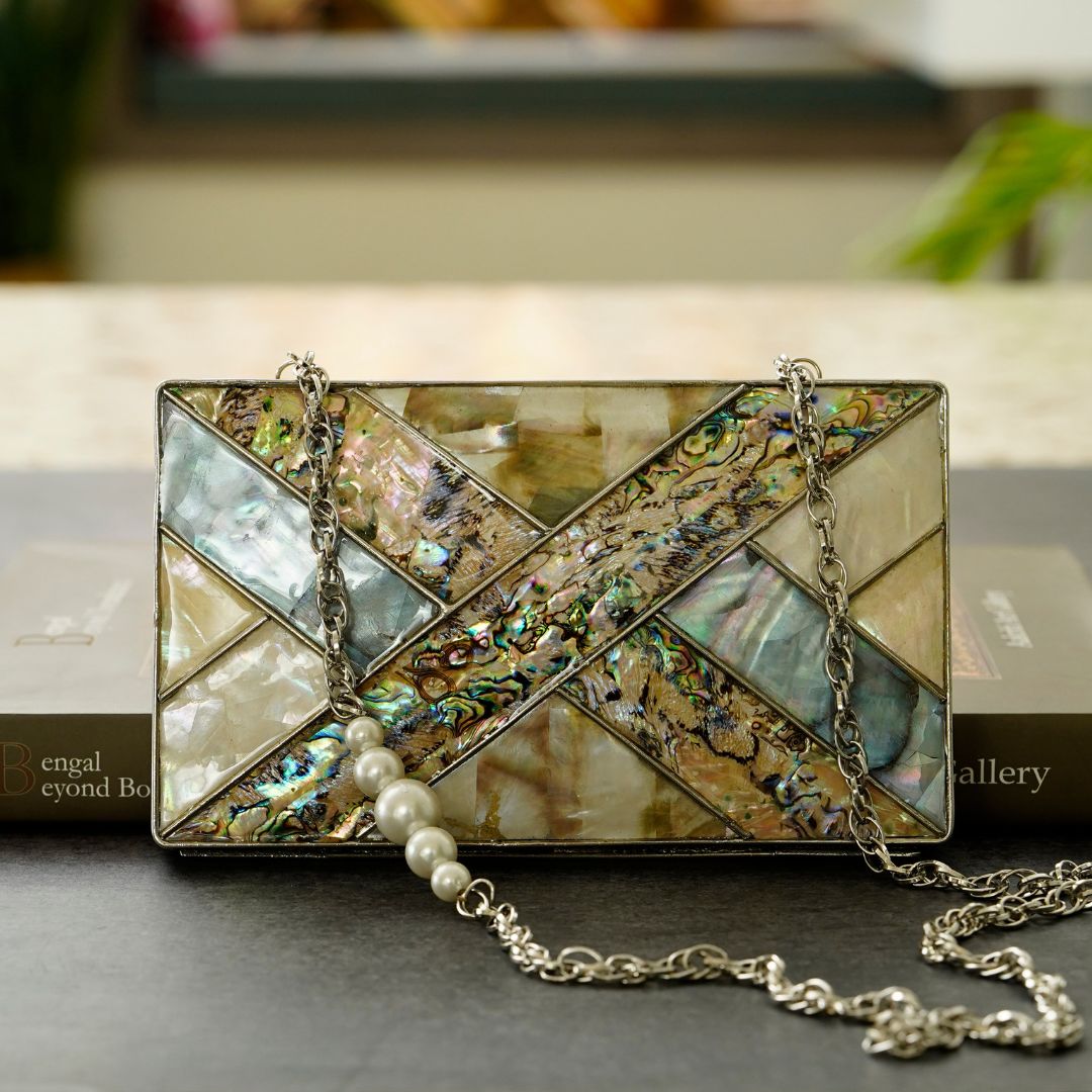 Brass Mother of Pearl Clutch Bag