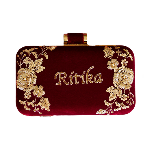 Embroidery Name Clutch