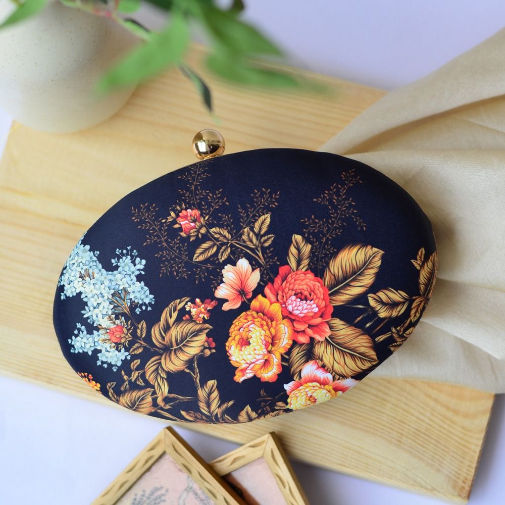 Printed Oval Box Clutch