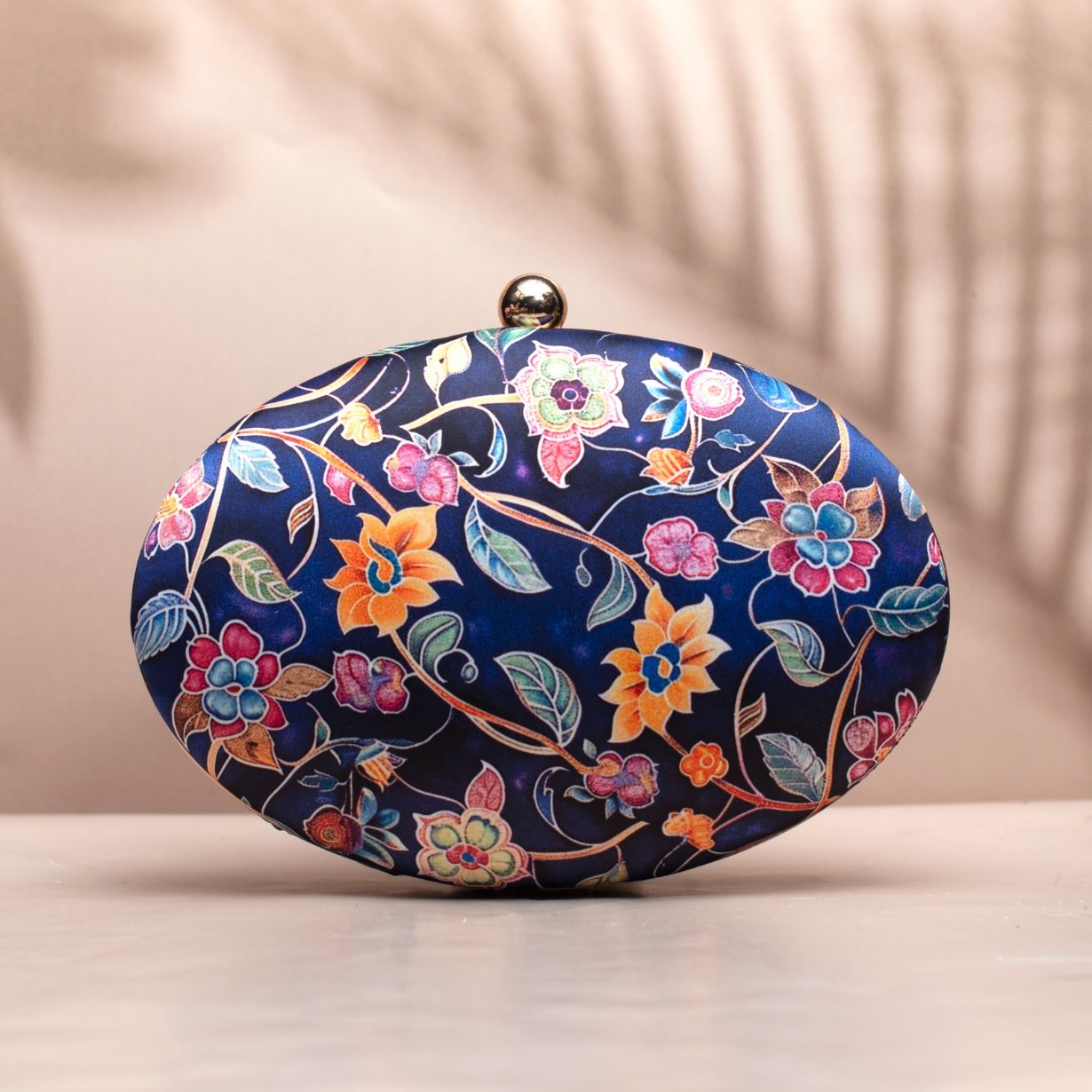 Printed Oval Box Clutch