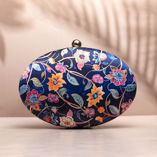 Printed Oval Box Clutch