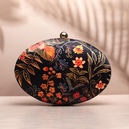 Printed Oval Box Clutch