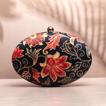 Printed Oval Box Clutch