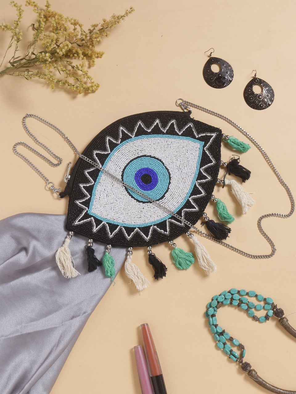 Boho Blue Evil Eye Bag