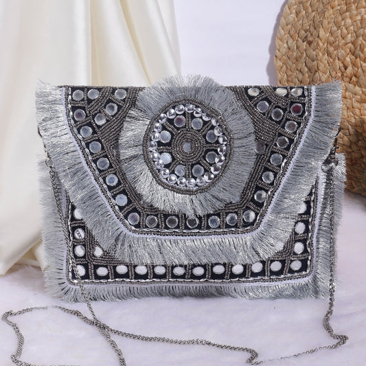 Boho Grey Flap Bag