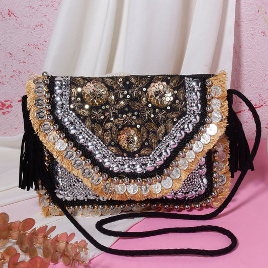 Boho Black Golden Bag