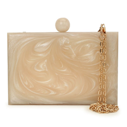 Designer Resin Marble Embellished Embroidered Acrylic Party Clutch for Women