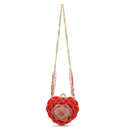 Designer Ruby Bead Heart Clutch Bag