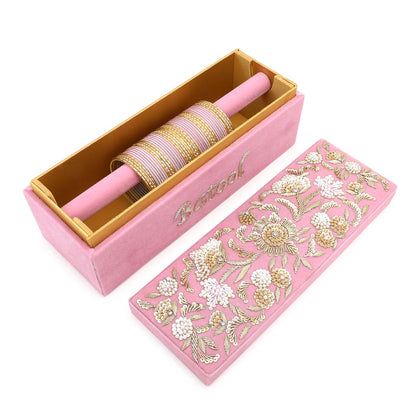 Bridal Pink Customised Embroidery Name Bangle Box