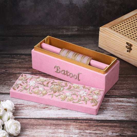 Bridal Pink Customised Embroidery Name Bangle Box