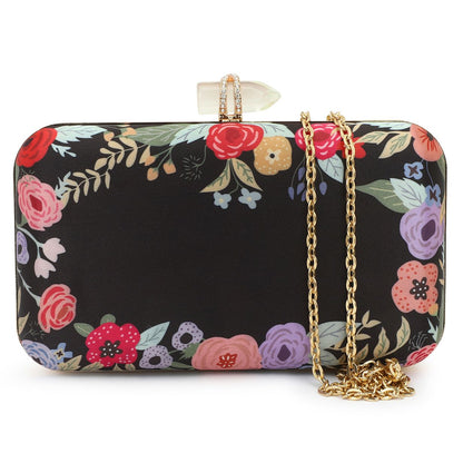 Customised Black Name Highlight Embroidery Party Clutch for Woman