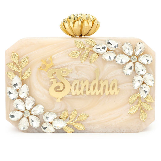 Acrylic Embellished Customised Name Party Clutch Bag