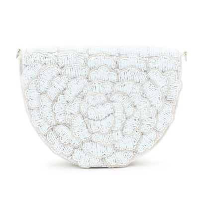 White Rose Flap Party Handbag