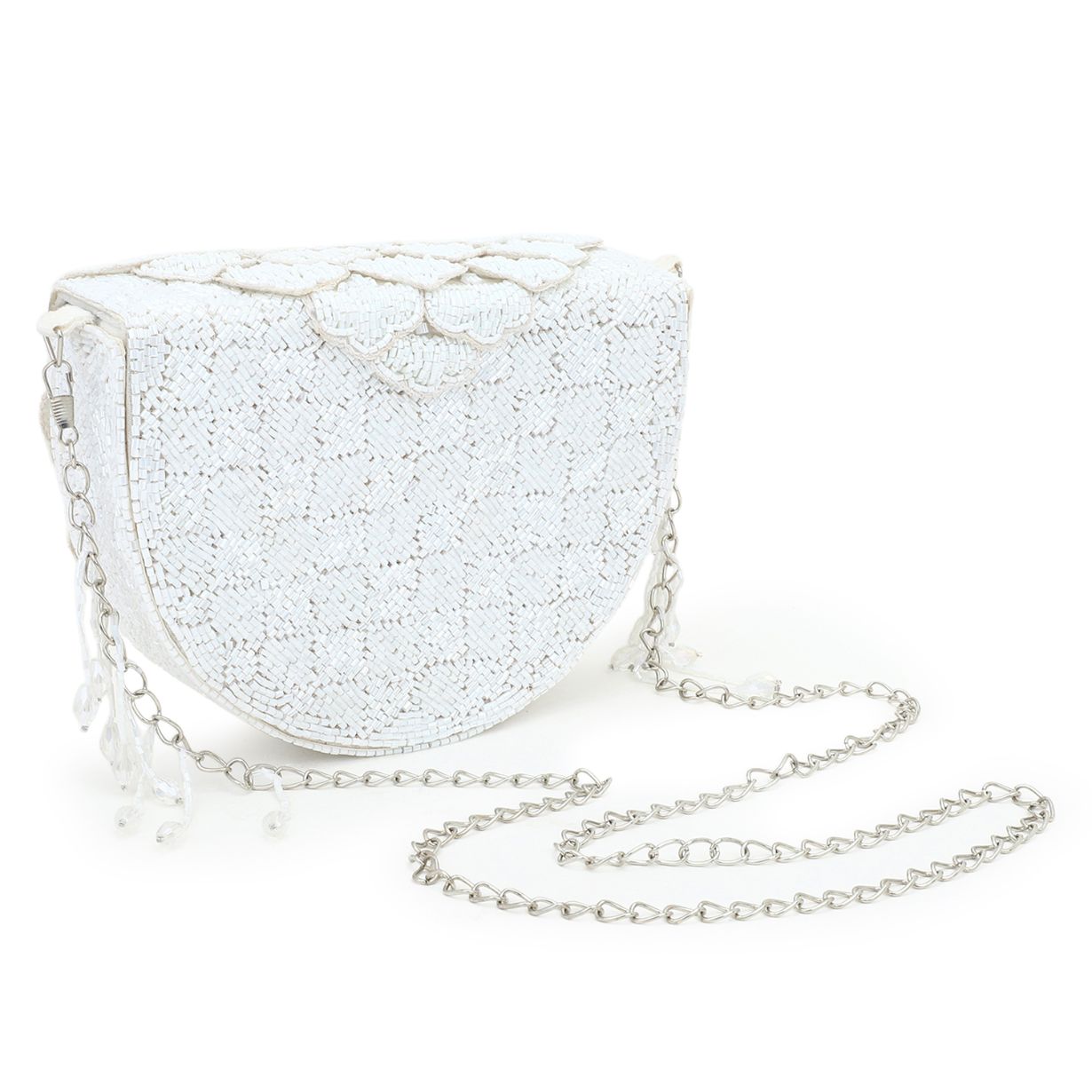 White Rose Flap Party Handbag