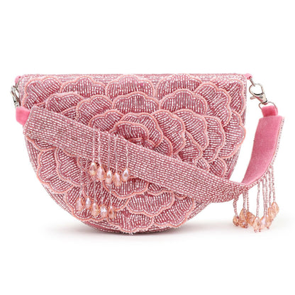 Pink Rose Flap Party Handbag