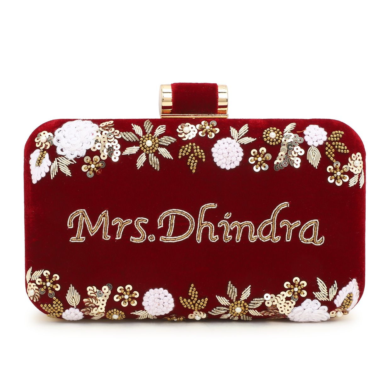 Customised Bridal Embroidery Name Women Clutch Bag