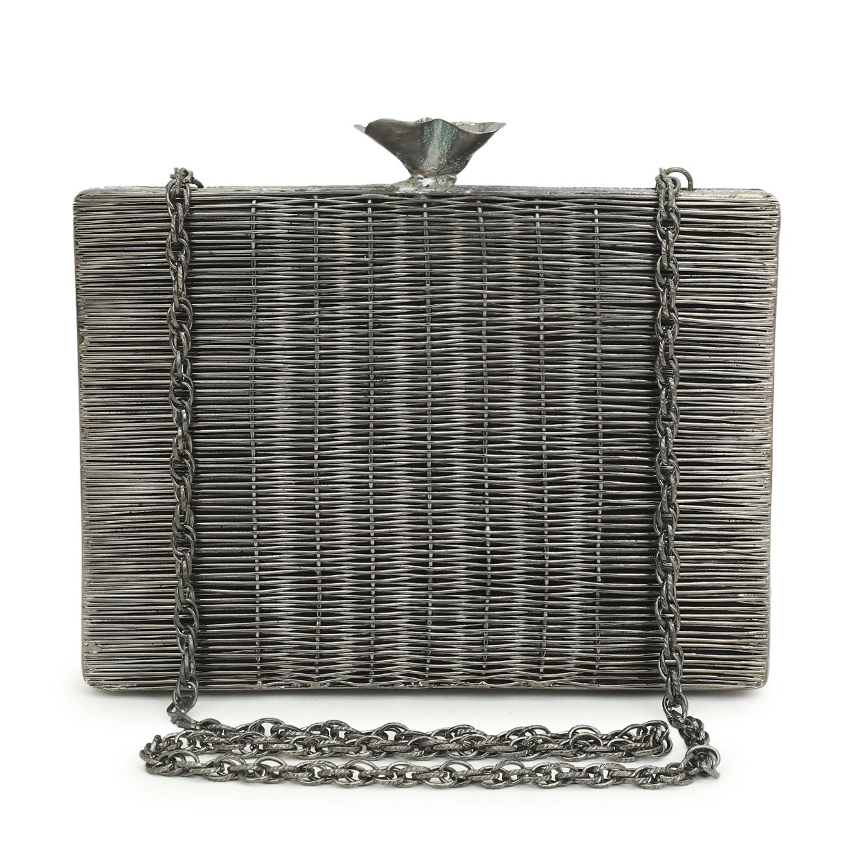 Handcrafted Silver Wire Brass Metal Clutch – Elegant & Timeless