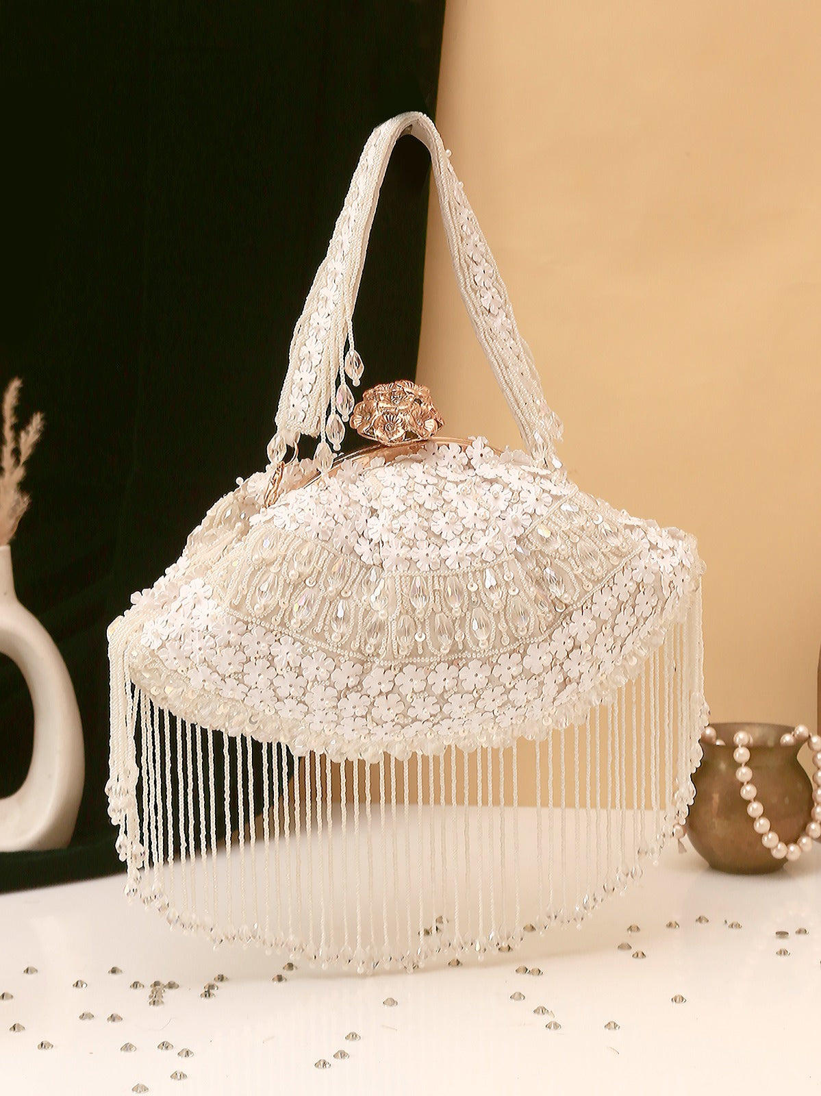 Designer Sequin Soft Pouch with Tassel