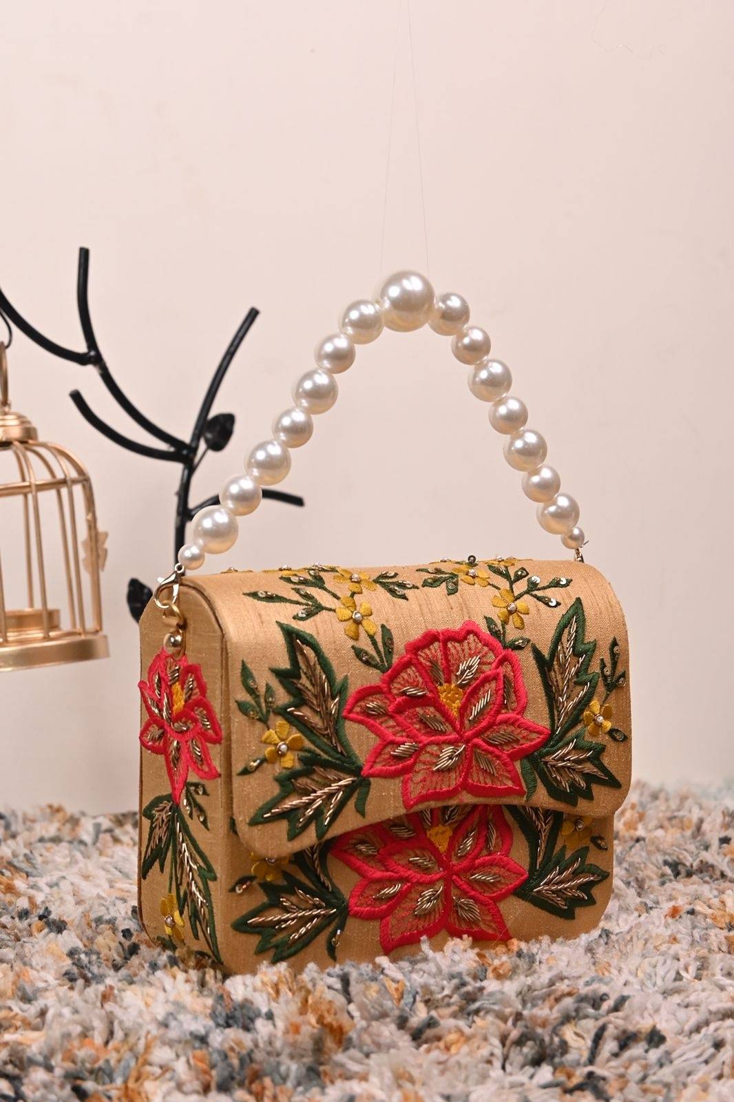 Embroidered Mini Box Bag