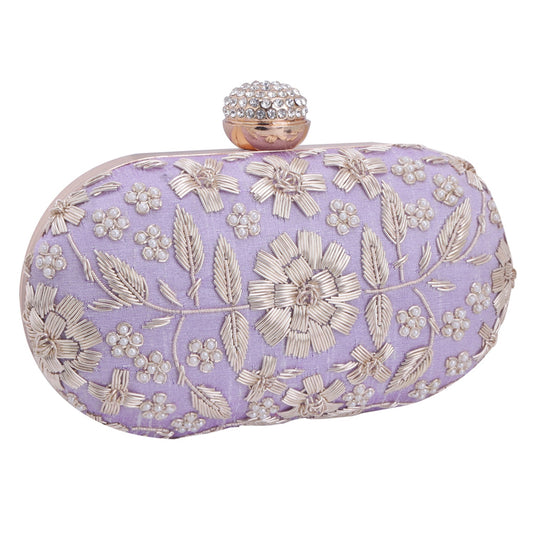 Lavender Embroidery Party Clutch Bag for Women