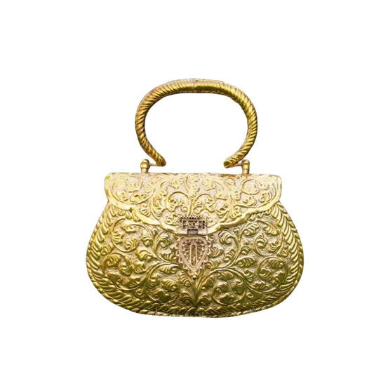 Vintage Golden Matka Brass Clutch for Women