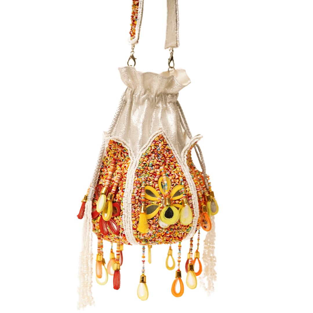 Multicolor Lotus Party Mirror Potli