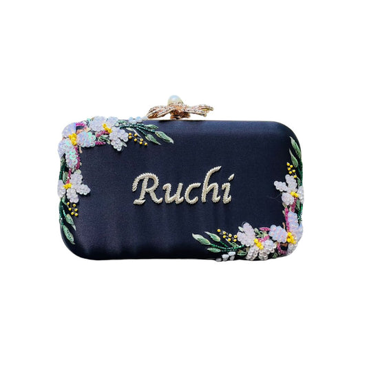 Customised Name Highlight Embroidery Party Clutch for Woman