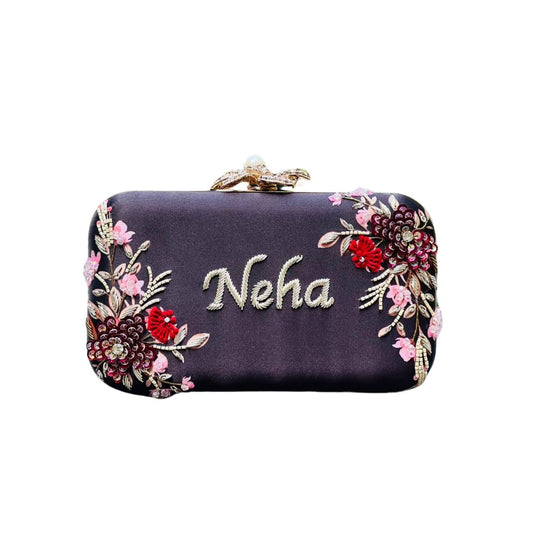 Customised Name Highlight Embroidery Party Clutch for Woman