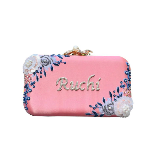 Customised Name Highlight Embroidery Party Clutch for Woman