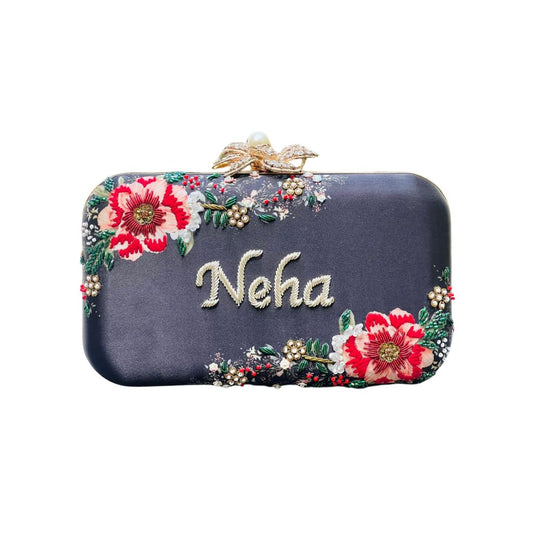 Customised Name Highlight Embroidery Party Clutch for Woman